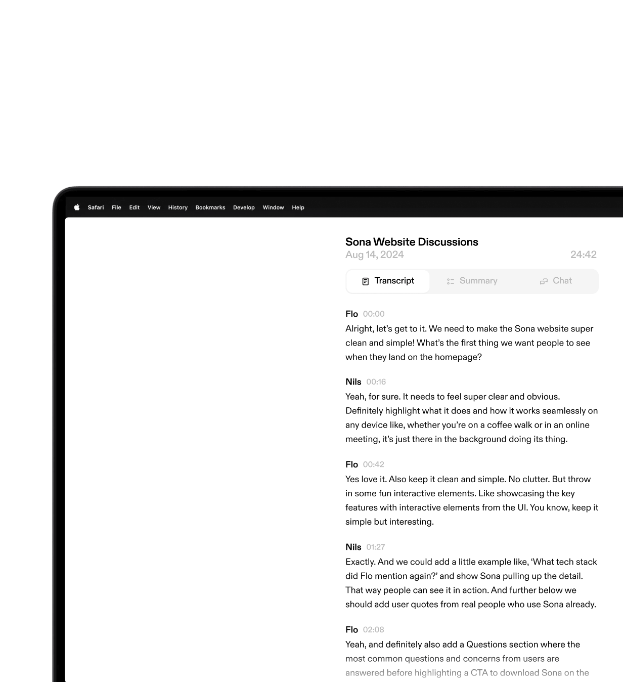 Sona Record Meetings and Summarize with AI